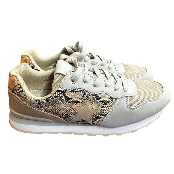 Vintage Havana Queen Leather Suede Women's Sneakers 8.5 White Gray Lace Up Shoes - Picture 2 of 10